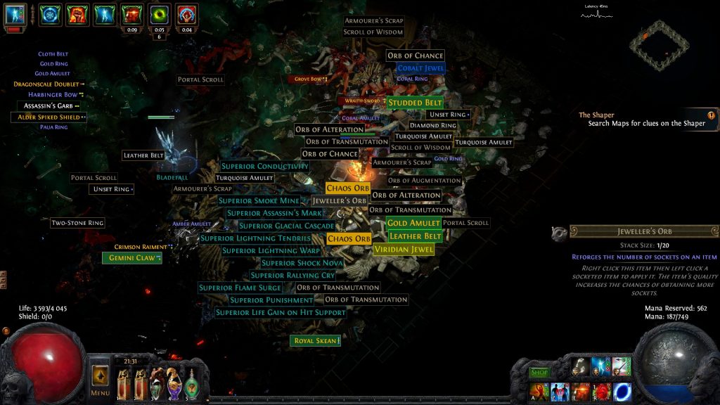 Showing off a massive loot drop collection in Path of Exile
