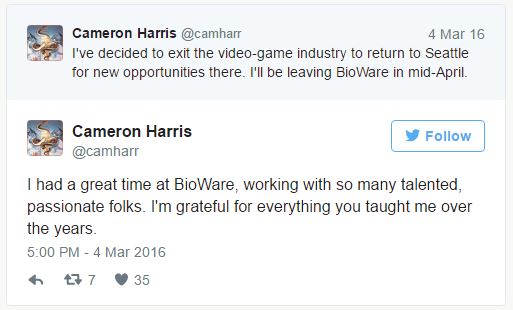 https://www.polygon.com/2016/3/7/11174148/cameron-harris-mass-effect-andromeda-senior-editor-bioware-exit